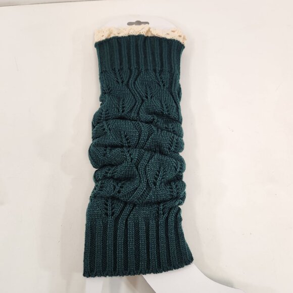 Vintage Acrylic Leg Warmers Dark Teal w/ Lace & Button Detail NEW 80s Slouchy - Picture 6 of 9